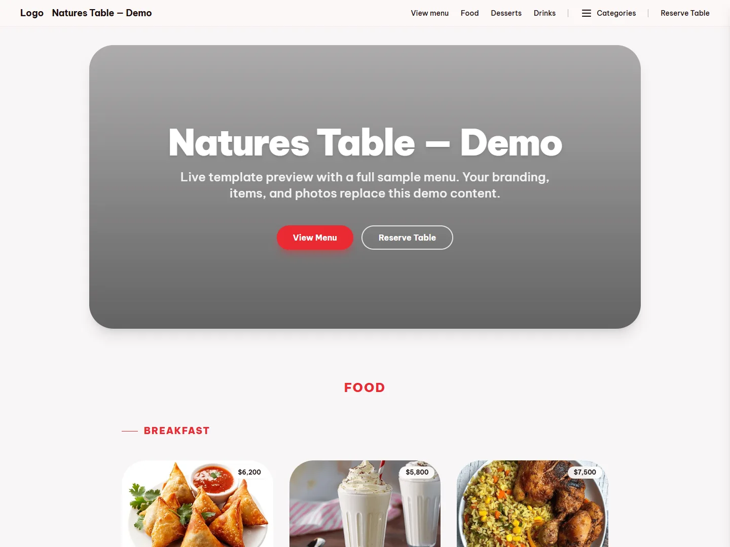 Natures Table preview